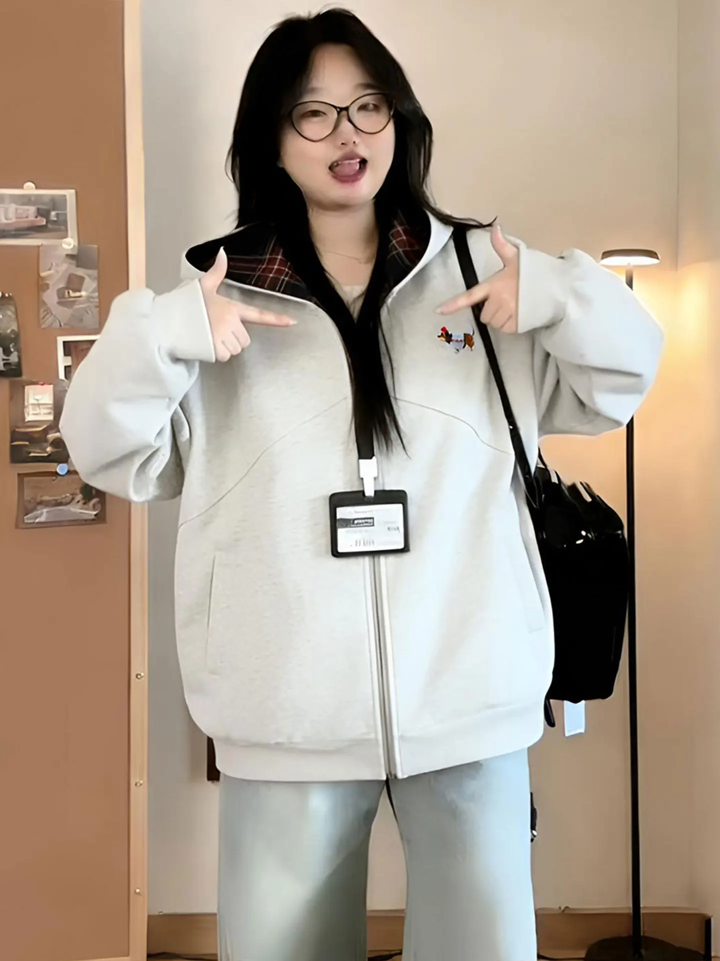 ゆったりした韓国風フード付きカーディガン：通勤・春シーズン向けのリラックススタイル