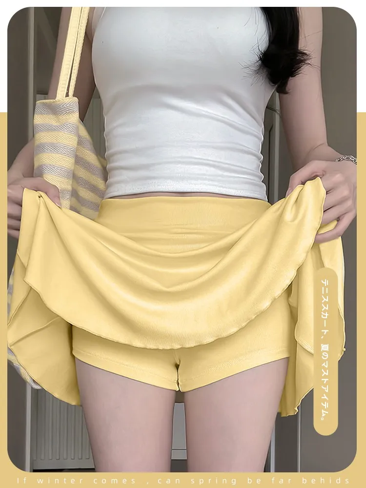 高腰デザインのイエロー運動用テニススカート：かわいいテニスウェアの機能性とフィット感を徹底解説