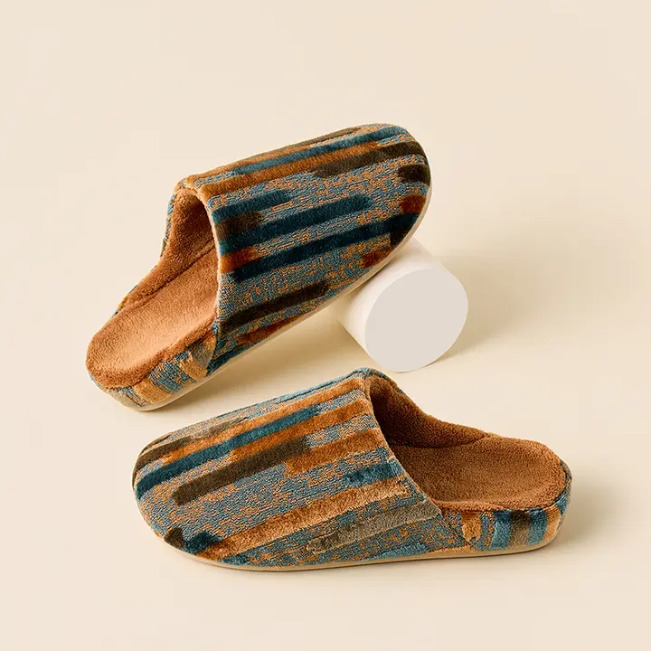 冬用 コットン素材 スリッパ【内部フリース・滑り止め・厚底】