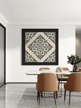 中古風の抽象花柄壁画【高級感あるリビング用・四角形・玄関・レストラン・別荘用】