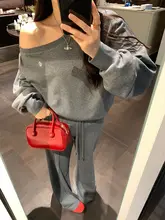 露肩デザインのゆったりスウェットシャツ【極上の柔らかさ・カジュアルスタイル】（セットアップ対応）