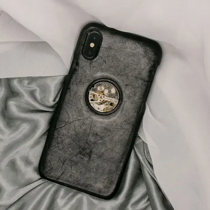 スマホケース iPhone 17 18 16 Pro Max 対応 レザー メタル ギア ハンドメイド スチームパンク ヴィンテージ 彼氏 プレゼント