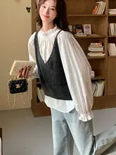 学院風の若々しいスタイル！シンプルなトップスとベストの２点コーディネート（セットアップ対応）