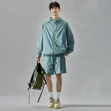 冷感素材のUVカットメンズアウター【軽量・フード付き・速乾】（セットアップ対応）