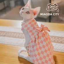 ペットウェア 猫用 カーディガンワンピース スフィンクス デボンレックス 英国風 蝶結び 甘め