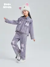 夢幻的なバタフライデザイン ジーンズフリースコート【春秋用・ウォッシュコットン】
