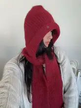 冬用ウール混紡の厚手帽子兼マフラー【した防寒デザイン・バイク用】