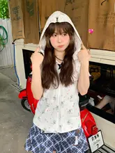 粉色の星柄ミニマッシュルームジップカーディガン【帽子付き・オシャレデザイン】