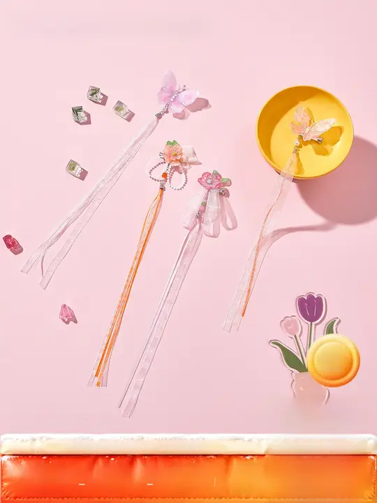 ヘアアクセサリー キッズ ガールズ チャイナテイスト ヘアクリップ フリンジ 2本セット 「Balabala」