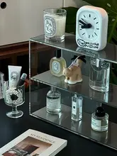 シンプルなステンレス製収納ラック【アクリル製・デスクトップ用・多層デザイン・香水・カップ展示】
