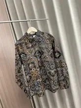 秋用のカジュアルな長袖シャツ【レトロデザイン・ゆったりフィット・印刷】