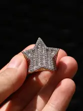 個性的な五角星デザインの男性用リング【ダイヤモンド装飾・煌めく仕上げ・ハイエンド】