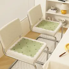クッション 椅子/オフィス/車用 ファー 滑り止め 秋冬用 グリーンクリーム風