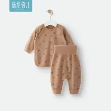 赤ちゃん用 高ウエスト分体衣類【秋用・ボタン開閉・寝巻き・長袖】（セットアップ対応）