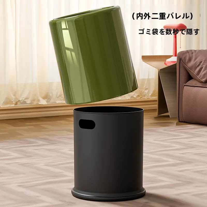おしゃれな大容量ゴミ箱：家庭用・トイレやキッチンにも最適な10L直投式密閉タイプ