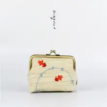 精緻なレトロデザイン！天然麻の金魚刺繍コインポーチ【鍵やカード収納にも最適】