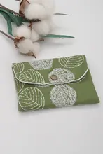 刺繍入りミニ折り畳みコインパース【超薄型・二重層・女性用・スクエアデザイン】