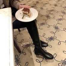 加圧高筒ブーツ【粗めのヒール・裏起毛・弾力性あり】