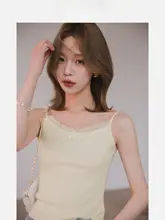 レースパネル付きキャミソール【女性用・タイトフィット・極上の柔らかさ】（セットアップ対応）