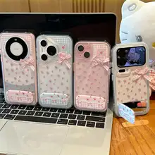 フラワープリントリボンデザインのスマートフォンケース【iPhoneやXiaomi、Huawei対応】
