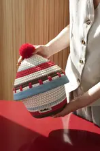 ハンドメイド編み収納バスケット【蓋付き・デスクトップ用・小物整理】