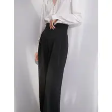 ワイドパンツ スラックス レディース ハイウエスト ドレープ ストレート フルレングス ブラック 着痩せ 通勤 きれいめ 秋「LIMONN」
