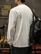 秋冬用 メンズ長袖Tシャツ【コットン100%・白・ラウンドネック・極上の柔らかさ】