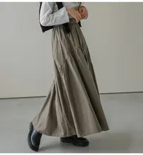 シンプルデザインの高腰フィッシュテールスカート【レトロスタイル・波状プリーツ・ロング丈】