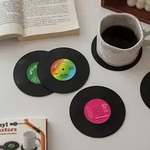 コースター 鍋敷き レコード型 CD ヴィンテージ 6枚セット 耐熱 滑り止め テーブル インテリア