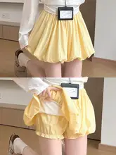 夏用膨らみデザインのハイウエストスカーチョ【光透け防止・Aライン】（セットアップ対応）