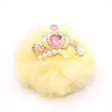 女の子用 輝くダイヤモンドとパールのクラウントップヘアクリップ【チュール・プリンセスデザイン】
