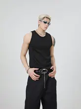 TURNTIDE メンズ 夏用 無地 ノースリーブ Tシャツ【シンプルデザイン・フィット感・ラウンドネック】