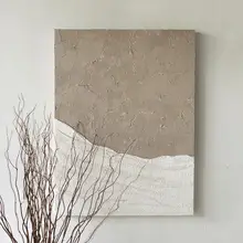 抽象的な手描き油彩アート【潮汐デザイン・リビングルーム背景壁用・立体感のあるテクスチャ】