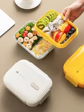 ガラス製二層ランチボックス【仕切り付き・電子レンジ対応・保温】（セットアップ対応）