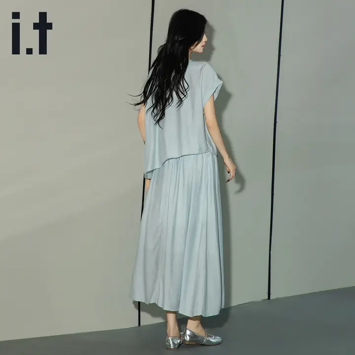 麻製の通気性抜群な涼感コーディネート【女性用・カジュアル・デザイン性のある半身裙】（セットアップ対応）
