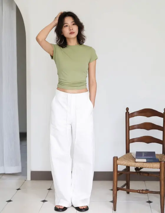 MIRANDA SONG 軽やかで快適な女性用ショートスリーブニットTシャツ【フィット感・夏用】