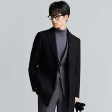 100%ウール製 メンズ秋冬用ダブルフェイスチェスターコート【中長丈・斜め織り】