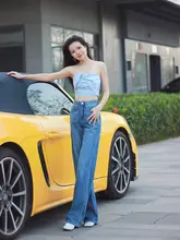 ワイドパンツ ハイウエスト ルーズ 青色 ソフト 夏 ルーツ スリム