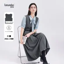 ブラックノースリーブワンピース【夏用・通勤・ビジネスシーン対応・教師面接ボトム】（セットアップ対応）