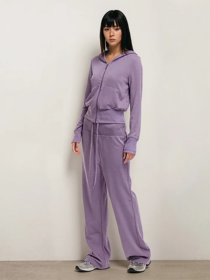 極上の柔らかさを感じるフード付きトレーナーとパンツ【ウエストゴム・ストレートシルエット】（セットアップ対応）