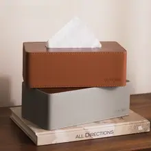 ウォルナット調レザー製ティッシュボックス【モダン・シンプルデザイン・リビング用】