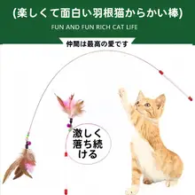 猫じゃらしおもちゃ【鈴付き・羽根・ステンレス製スティック・自動ペット用品】