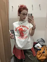 アメリカンレトロデザインの小悪魔プリント 半袖Tシャツ【夏用・ゆったりフィット】
