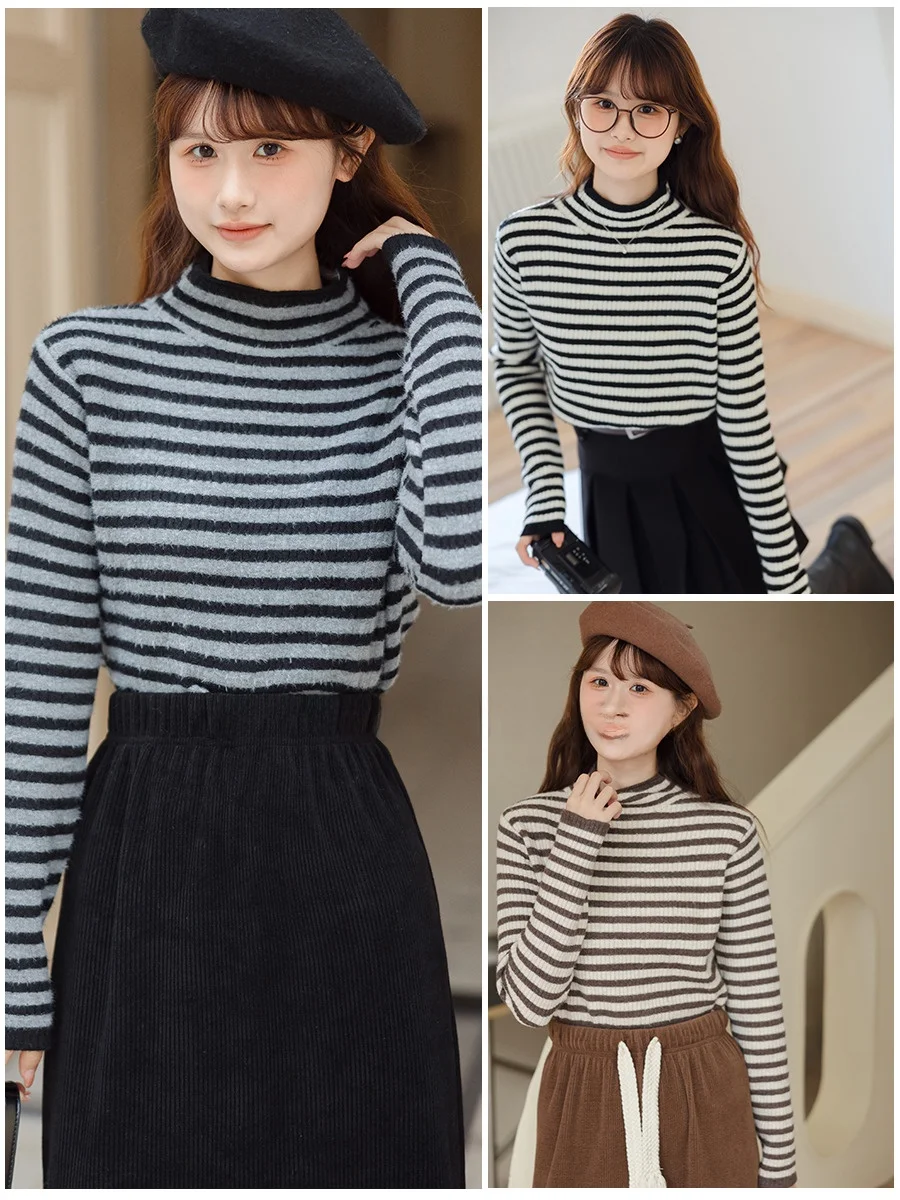 大人可愛い服 40代コーデの秘密：レトロストライプニットの着こなし術