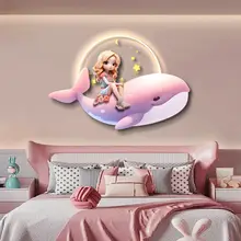 かわいいクジラの子供部屋用壁掛け装飾画【温かみのあるデザイン・寝室用】