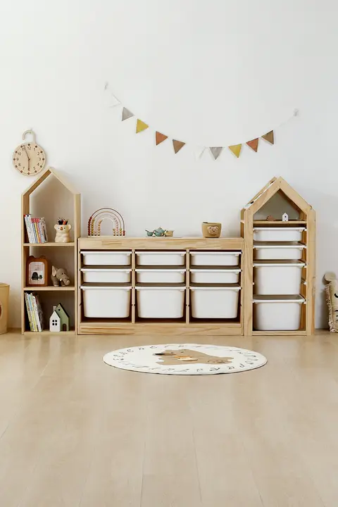 子供 おもちゃ収納キャビネット 木製 引き出し式