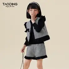 セットアップ 2点セット キッズ ガールズ チェック柄 ツイード風 アウター ワンピース カジュアル きれいめ 着回し 秋