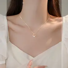 シンプルな人工ジルコンの水滴ペンダントネックレス【ファッションアクセサリー・女性用・ロックボーンチェーン】