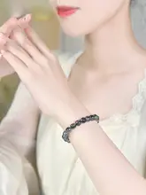天然黒髪晶ブレスレット【男女兼用・水晶・ブラジル産】
