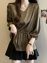 不規則デザインの七分袖Tシャツ【女性用・大きいサイズ・お腹カバー】